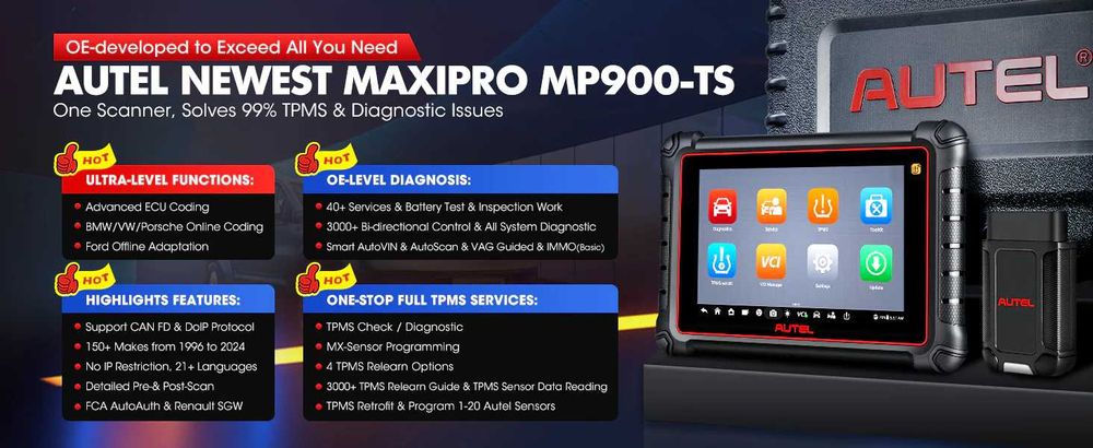 Autel MaxiPRO MP900-TS KIT Máquina Diagnostico OBD + TPMS (NOVO)
