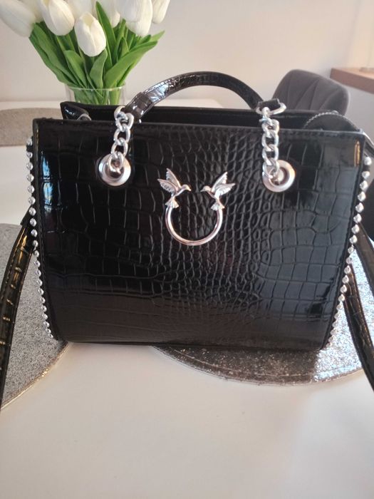 Torebka lakierowana ptaszki