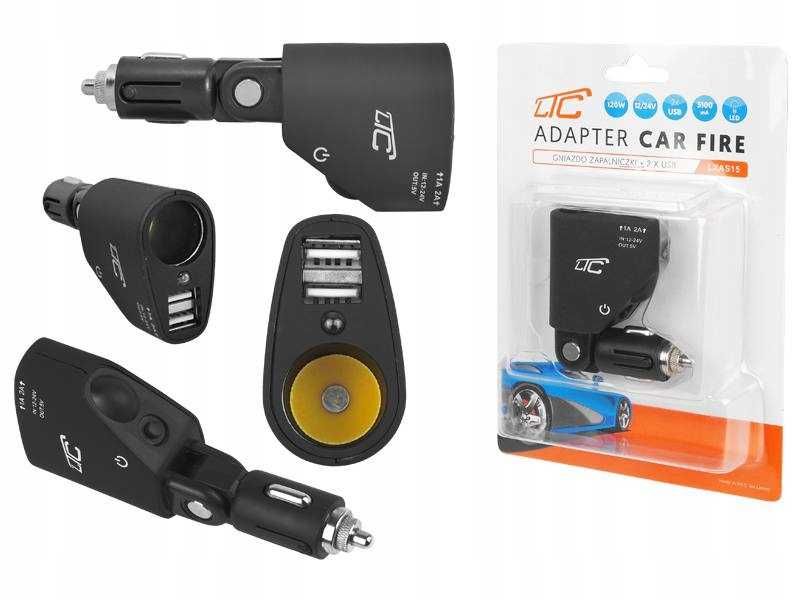 Rozdzielacz gniazda zapalniczki 2xUSB +samochodowe