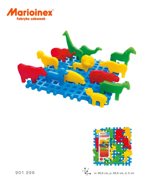 MARIOINEX 901298 Klocki wafle MINI ZWIERZYNIEC ZOO 14 elementów