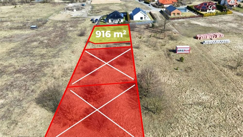 działka budowlana  przy ul. Topolowej , 916m2 .
