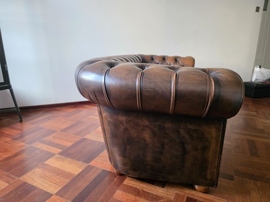 Chesterfield - sofa 2 osobowa skórzana