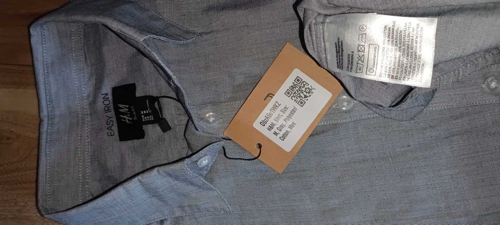 Casualowa koszula z długim rękawem Slim Fit M (medium) szara H&M