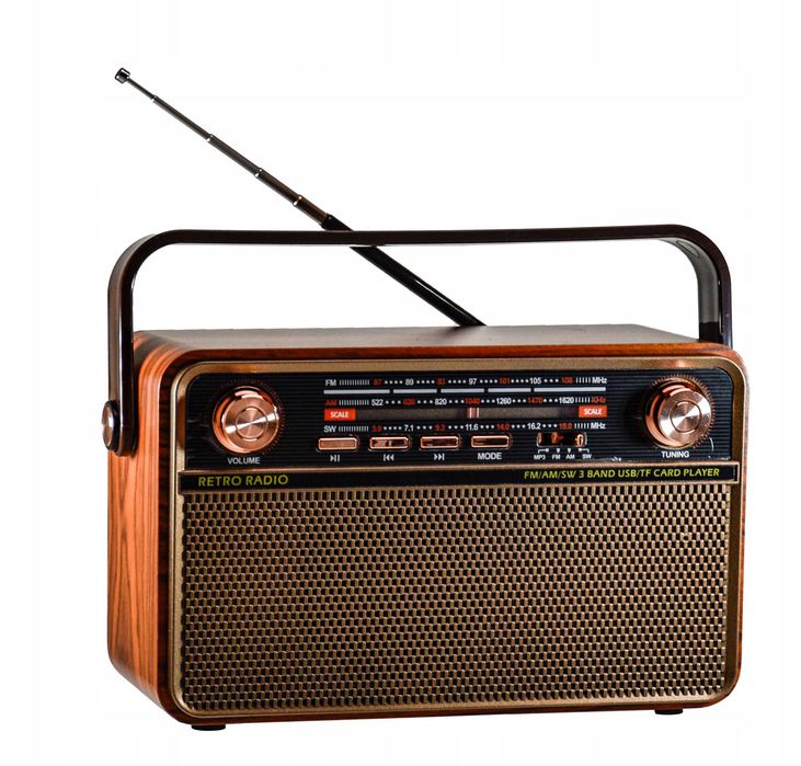 Radio VINTAGE Retro BLUETOOTH Sieciowe Akumulatorowe AUX USB PENDRIVE