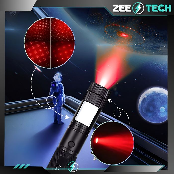 Wskaźnik Laserowy Laser Czerwony USB Mocny Pointer Duży Zasięg Akumul.