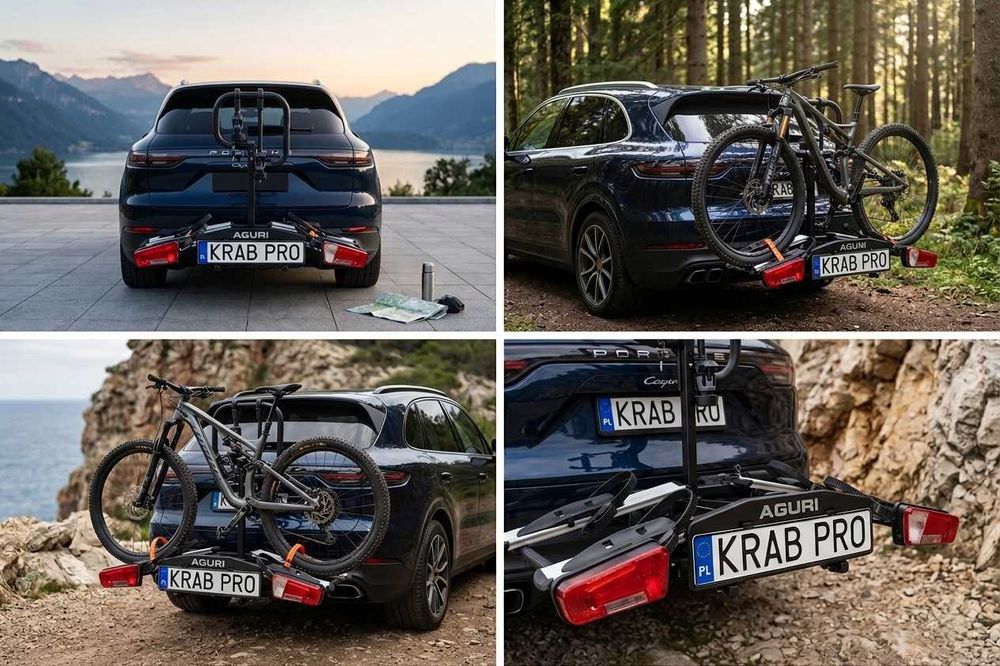Bagażnik rowerowy platforma na hak Aguri Krab Pro 2 Silver na 2 rowery elektryczne E-BIKE