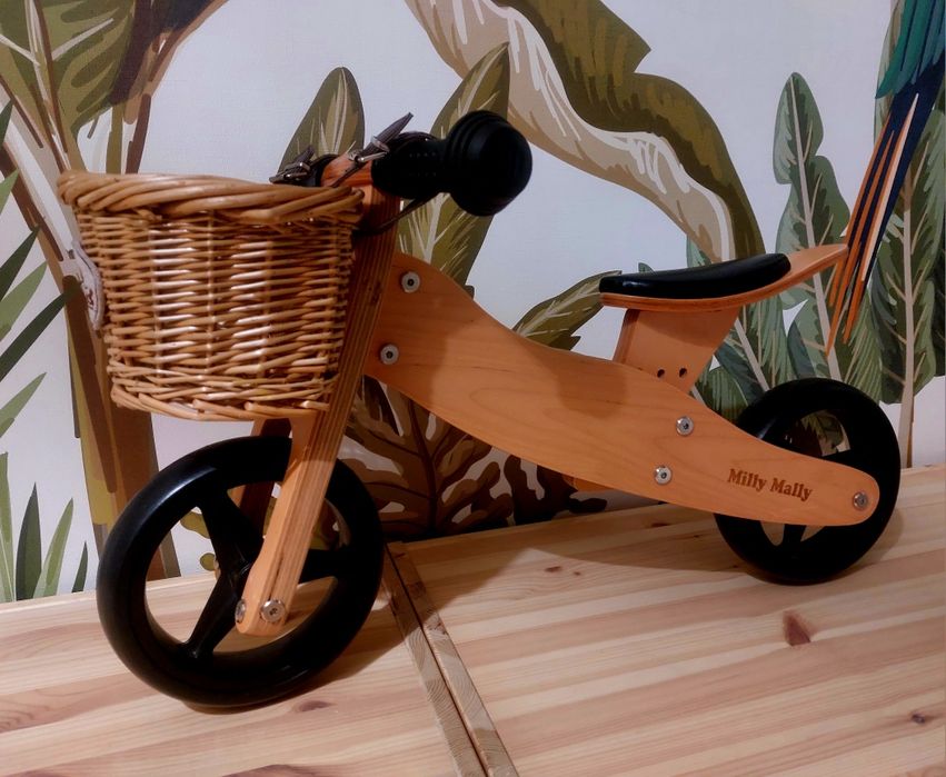Rowerek biegowy/ trójkołowy Milly Mally, koszyczek kinder feets