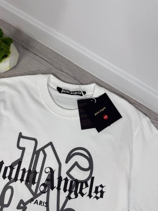 Футболка Palm Angels чорна/біла з принтом (стильна streetwear) Футболка Palm Angels чорна | Чоловіча/Жіноча |Футболка Пальм