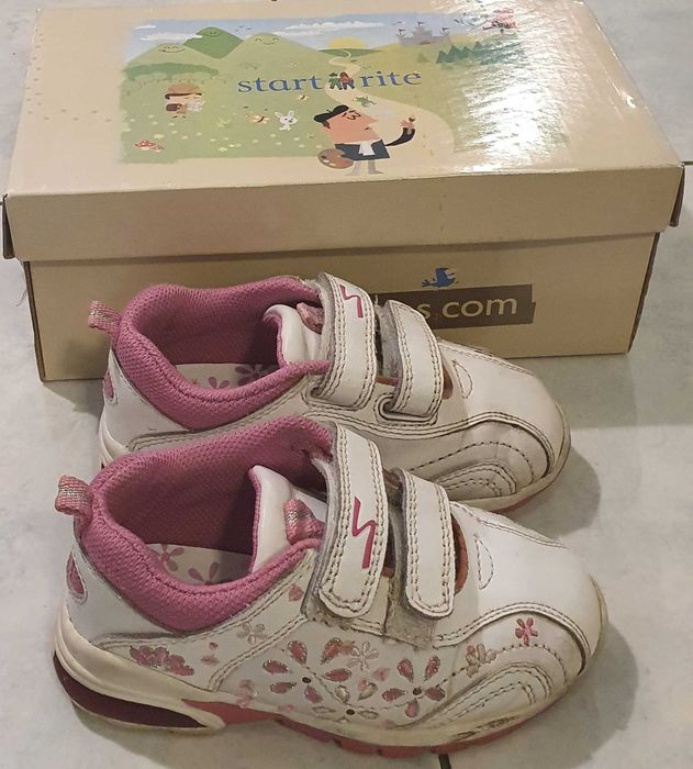 Buty dziewczęce sportowe adidasy 24 świecące wiosna rzep białe