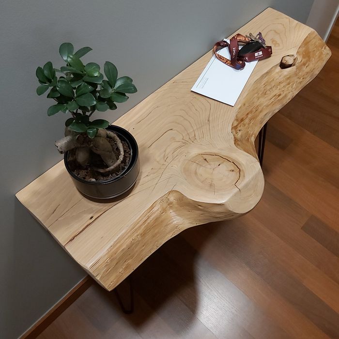 Consola de hall madeira natural 90 x 34 x 74 cm (outras medidas)