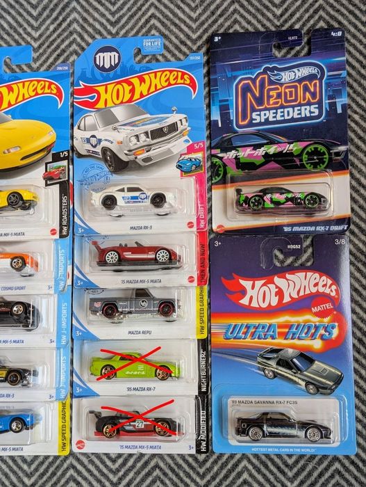 Лот Мазда Hot Wheels Matchbox Mazda RX 7, RX 8, Miata, Drift хот вілс