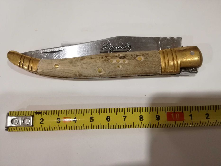 Canivete Coleção Marca "Laguiole" Cabo em Madeira c/ Apliques em Latão