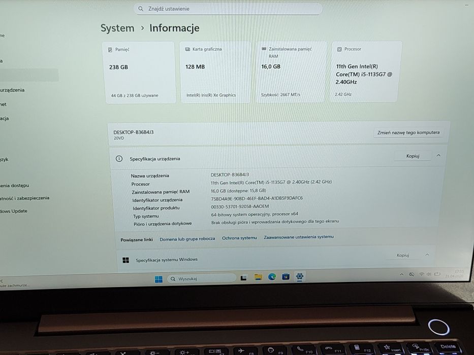 Lenovo ThinkBook 14 G2/i5-1135G7/16GB RAM/256GB SSD/super stan!