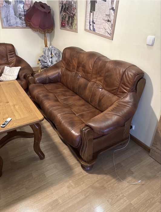 Kanapa brazowa  komplet