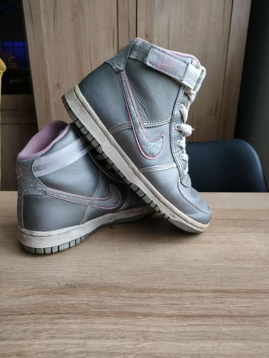 Srebrne buty sportowe Nike  Dunk High za kostkę 36 23,5 cm
