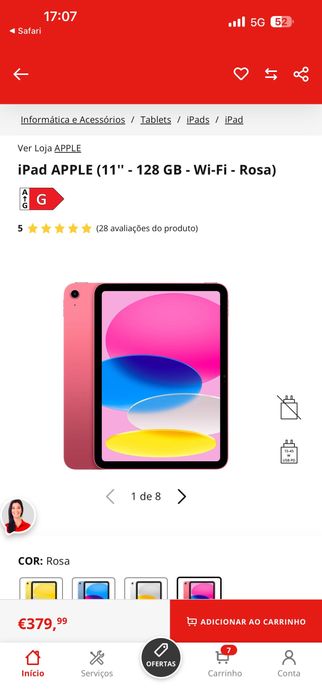 Apple iPad 11 em excelente estado com 1 mês de uso