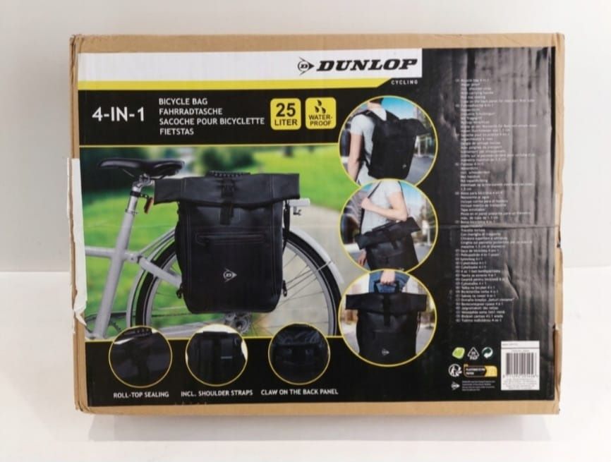 Sakwa Plecak Torba rowerowa na tył bagażnika 4w1 25L Czarna DUNLO