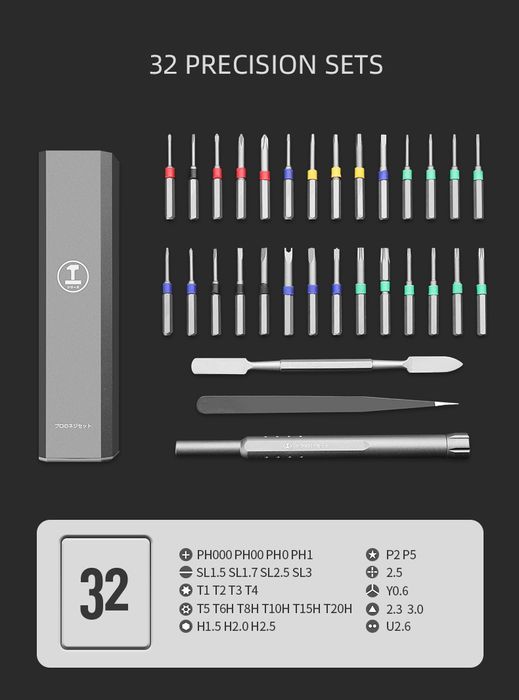 Отвёртка 32 штуки с набором удалённых бит фирменные S2