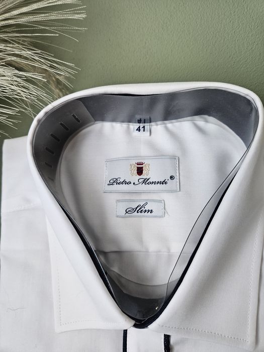 Nowa biała koszula wizytowa męska Pietro Monnti Slim Fit rozm. 41 L