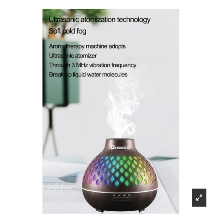 Difusor de aromas com controlo remoto e luzes Led,de 400 ml Novo.