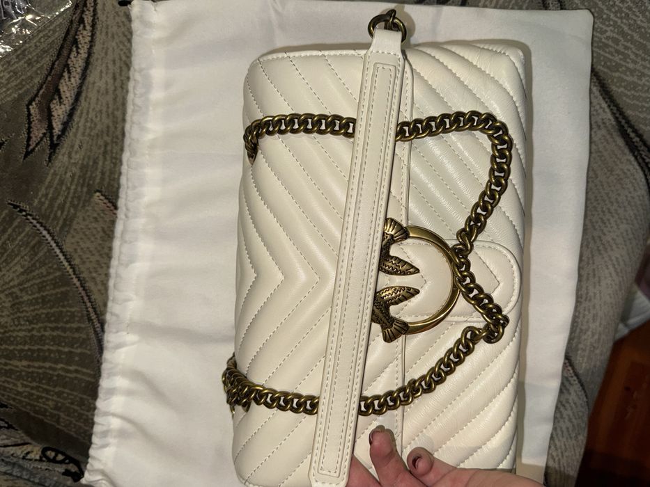 Біла шкіряна сумка Pinko