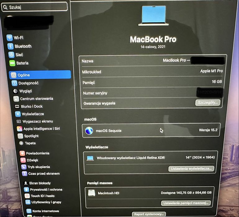 Macbook Pro 14 M1 16 GB 1 TB