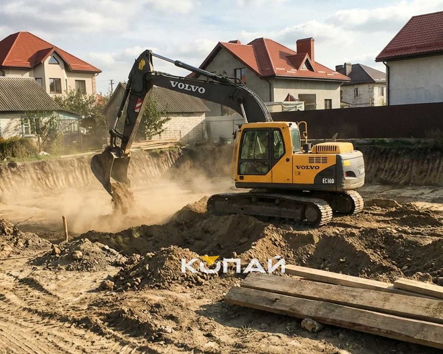 ПОСЛУГИ ЕКСКАВАТОРА Городок  | Копання котлованів, ставків, планування території