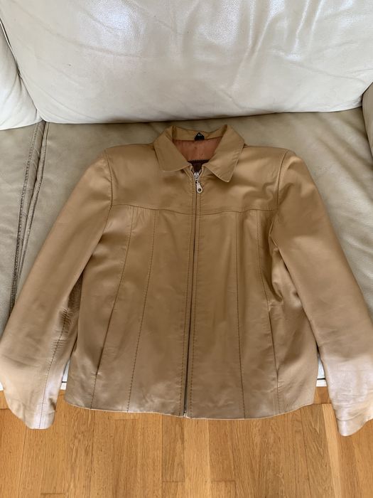 Blusão de pele genuína bege da Casa das Peles