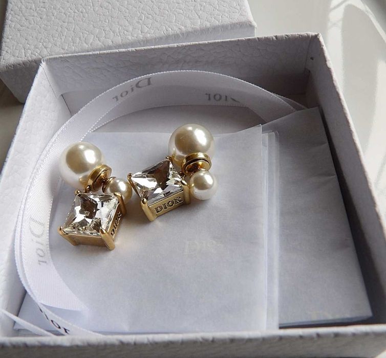 Dior kolczyki perła i kryształ