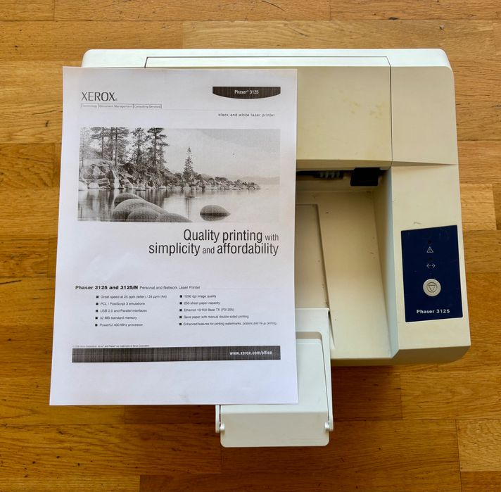 Sprawna drukarka Xerox Phaser 3125N - sieć, usb, centronics