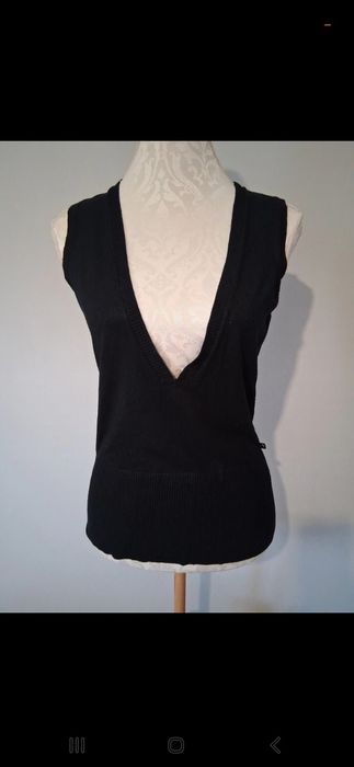 Kamizelka M wiskoza serdak vest głębokie wycięcie dekolt Old money kla