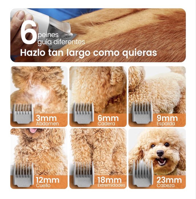 Maquina para tosquiar cão oneisall Cortapelos para cães com aspirador de pelo, aspira 99% do pelo dos animais de estimação,