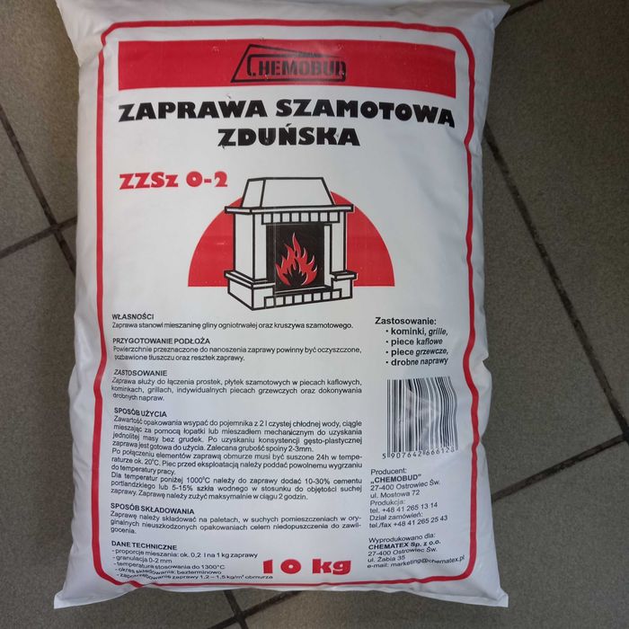 Zaprawa szamotowa Zduńska 10 kg