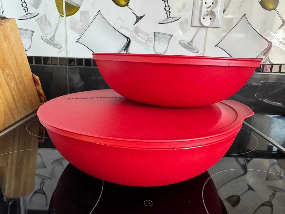 Tupperware Allegra Miski 3,5l i 1,5l czerwono-złota