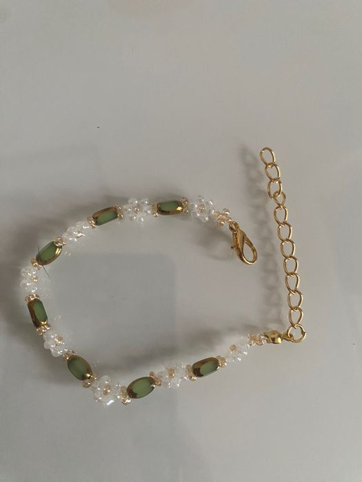 Bransoletka flowers, zielona