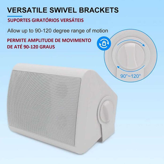 Coluna de Som de 20W com Suporte para fixar na Parede - NOVA