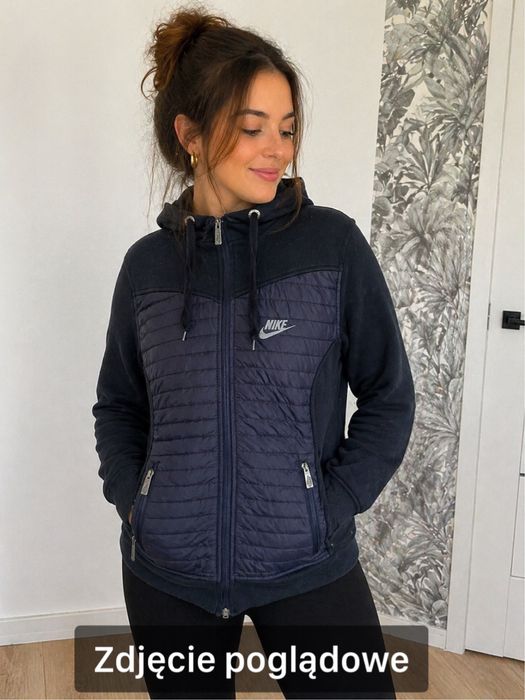 Bluza Nike damska L kaptur pikowana granatowa zip
