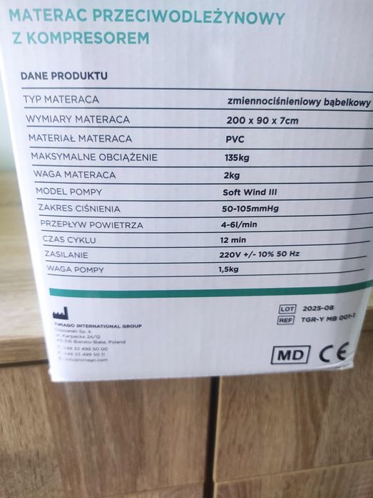 Materac Przeciwodleżynowy Bąbelkowy 200 cm x 90 cm Nowy