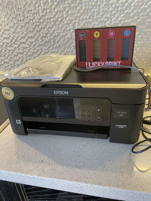 Кольоровий принтер Epson XP 4100 з комплектом фарб у картриджі. МФУ
