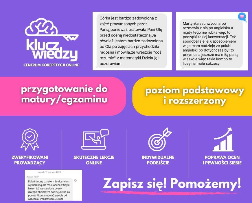 SKUTECZNE KOREPETYCJE | J. polski | Matura | Egzamin ósmoklasisty | Liceum | Szkoła podstawowa