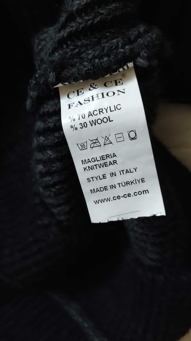 Sweter męski Ce&Ce z wysokim golfem kolor czarny rozmiar S/M z wełną