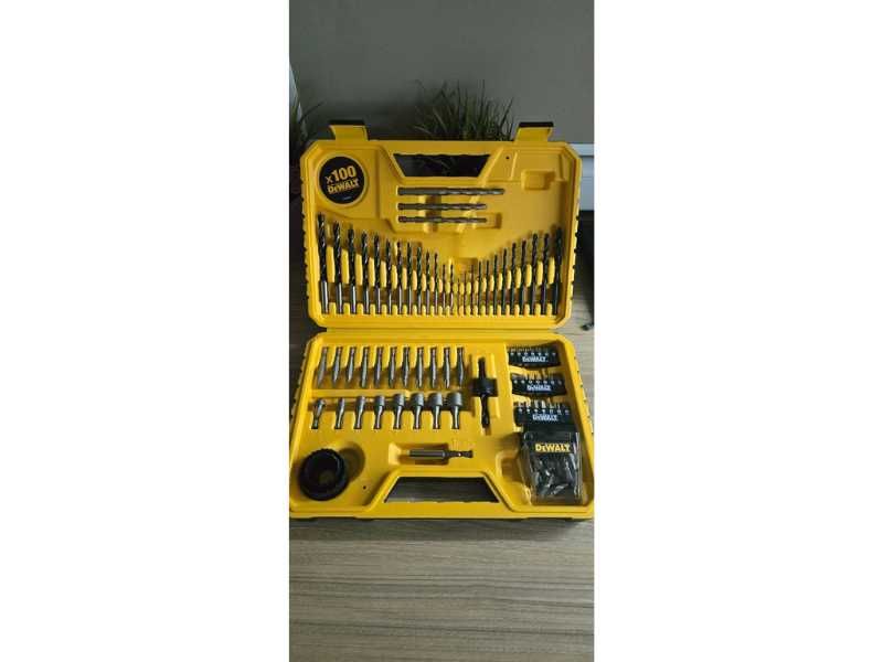 Zestaw wierteł, bitów, nasadek, otwornic DeWalt 100 elementów *NOWY*