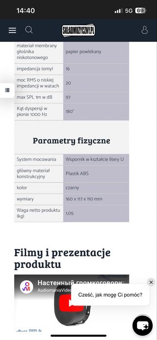 Głośnik marki Apart Audio ,model OVO3T BL