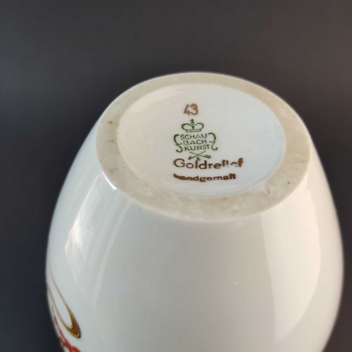 Wazon czerwony smok dragon Schaubach Kunst 1950