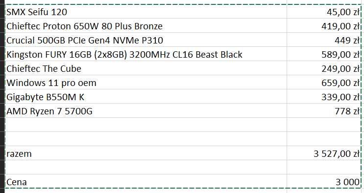 Komputer PC Ryzen 7 5700G / 16GB / NVMe / Windows 11 Pro – jak nowy, na gwarancji