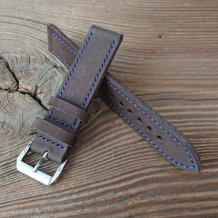 Pasek do zegarka ręcznie robiony 20 mm skóra naturalna handmade