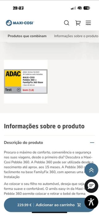 Cadeira ovo maxi cozi pebble 360