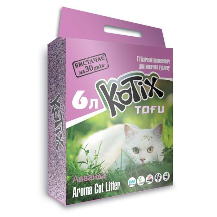 Наповнювач соєвий Kotix Tofu 6л для котячого туалету. 2 Види Тофу