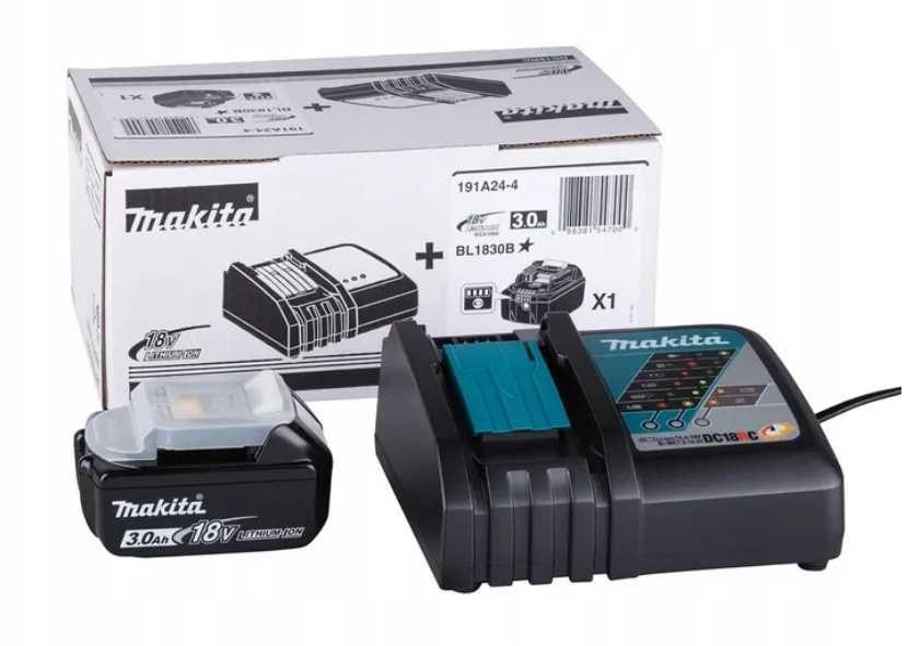 ZESTAW ZASILAJĄCY Makita 1 AKU 18V 3,0Ah BL1830B + ładowarka DC18RC