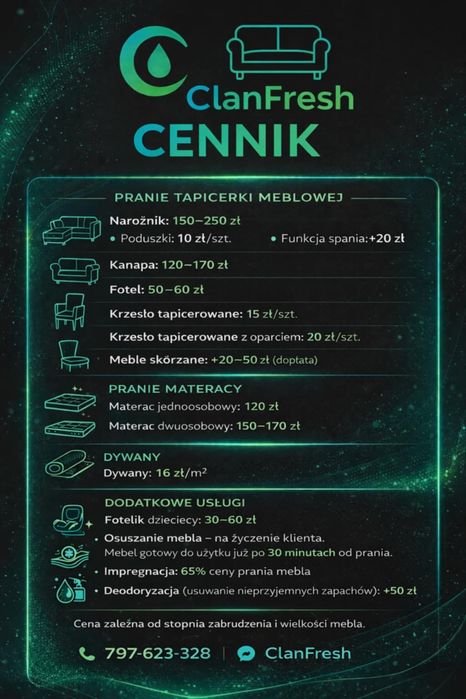 Profesjonalne pranie mebli tapicerowanych oraz tapicerki samochodowej